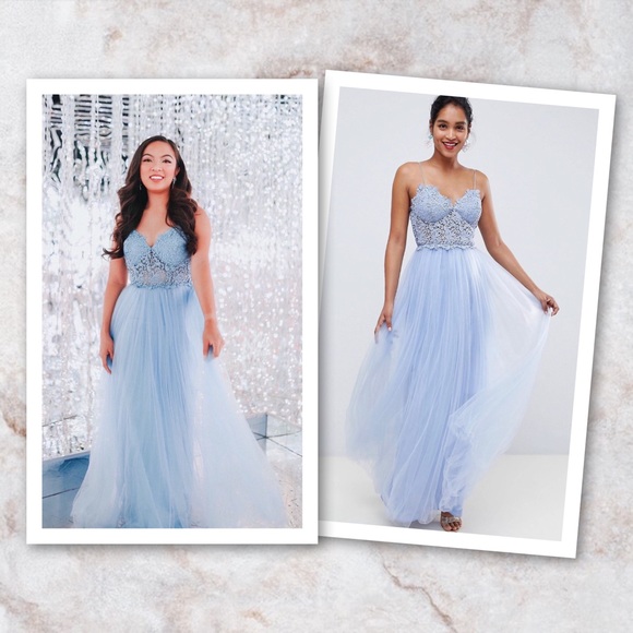 asos design premium lace cami top tulle maxi dress